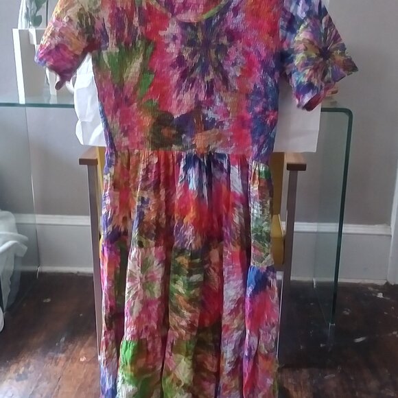 Draper's & Damon's Bodice Midi Maxi Dress Purple Pink Green washed sz PS - Picture 4 of 5